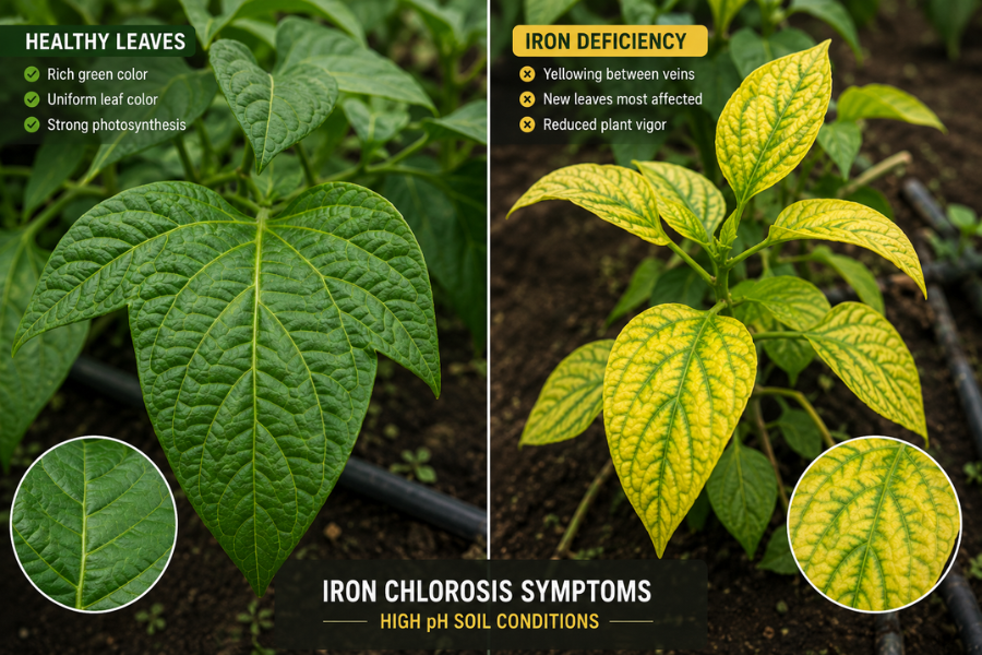 iron deficiency in high pH soils